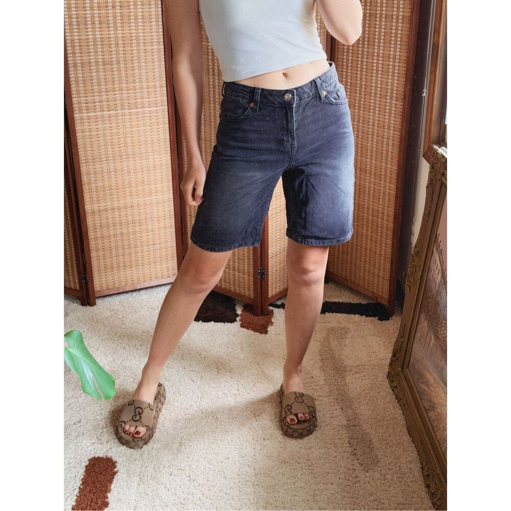 H&M Charcoal Denim Bermuda Shorts Size 2